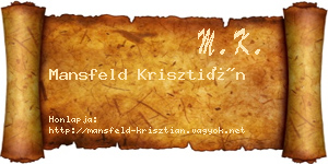 Mansfeld Krisztián névjegykártya